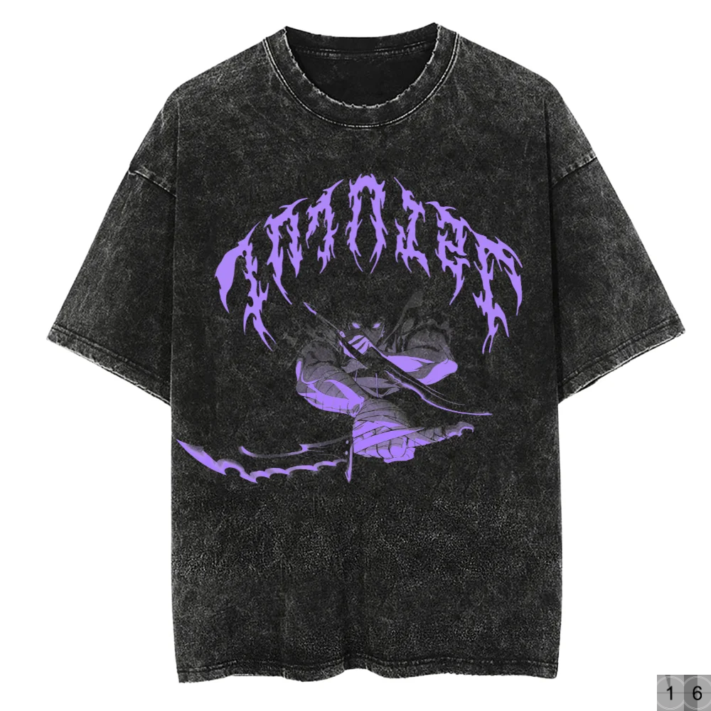 Solo Leveling Vintage Streetwear Graphic Print Tops Harajuku Loose Short Sleeve Tees