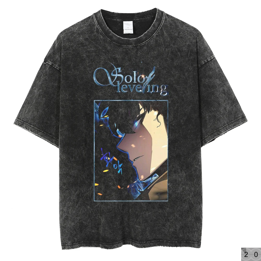 Solo Leveling Vintage Streetwear Graphic Print Tops Harajuku Loose Short Sleeve Tees