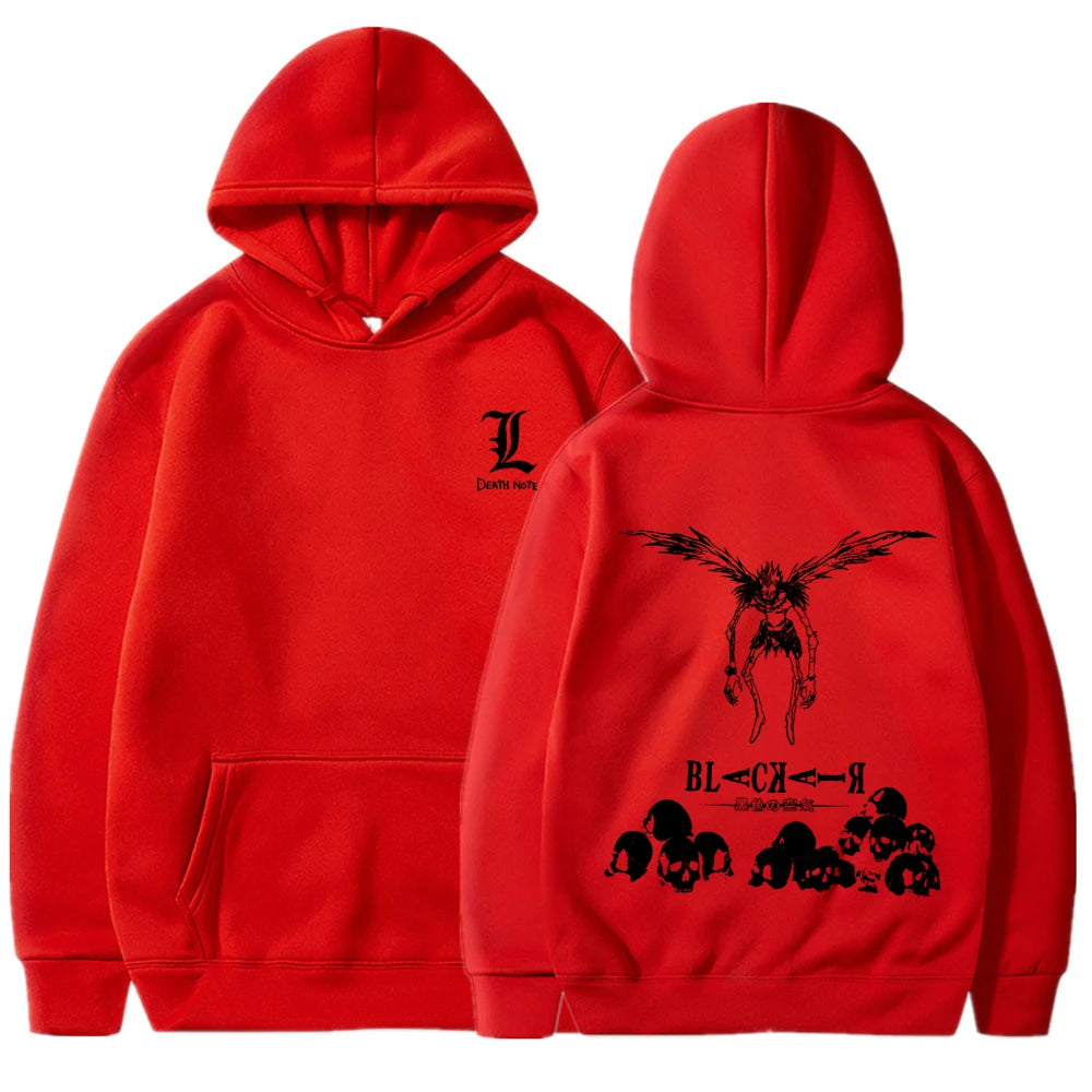 Death Note Ryuuku Skeleton Print Gothic Harajuku Manga Pullover Streetwear