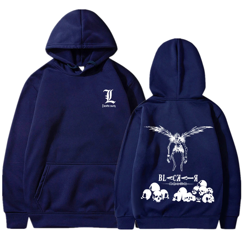 Death Note Ryuuku Skeleton Print Gothic Harajuku Manga Pullover Streetwear