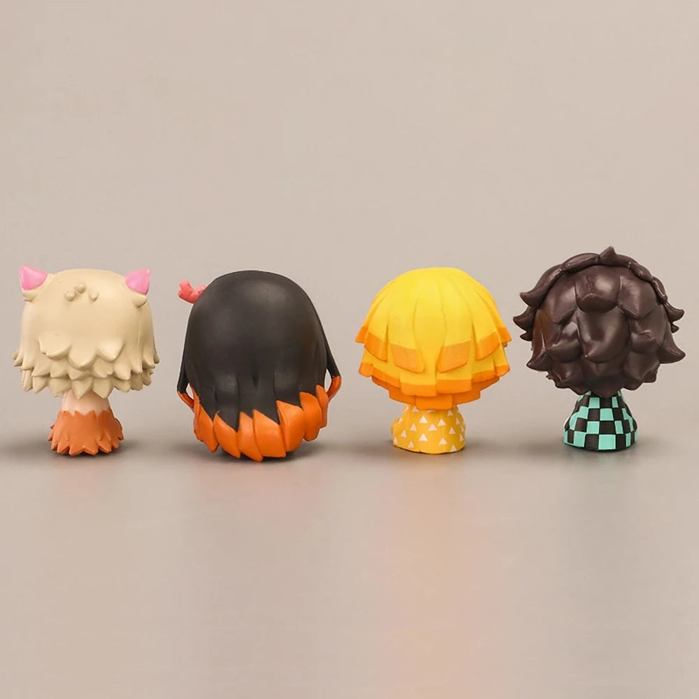 4PCS/Set Anime Demon Slayer Nezuko Tanjirou Zenitsu Inosuke Mini Figurine Kawaii Action Figure